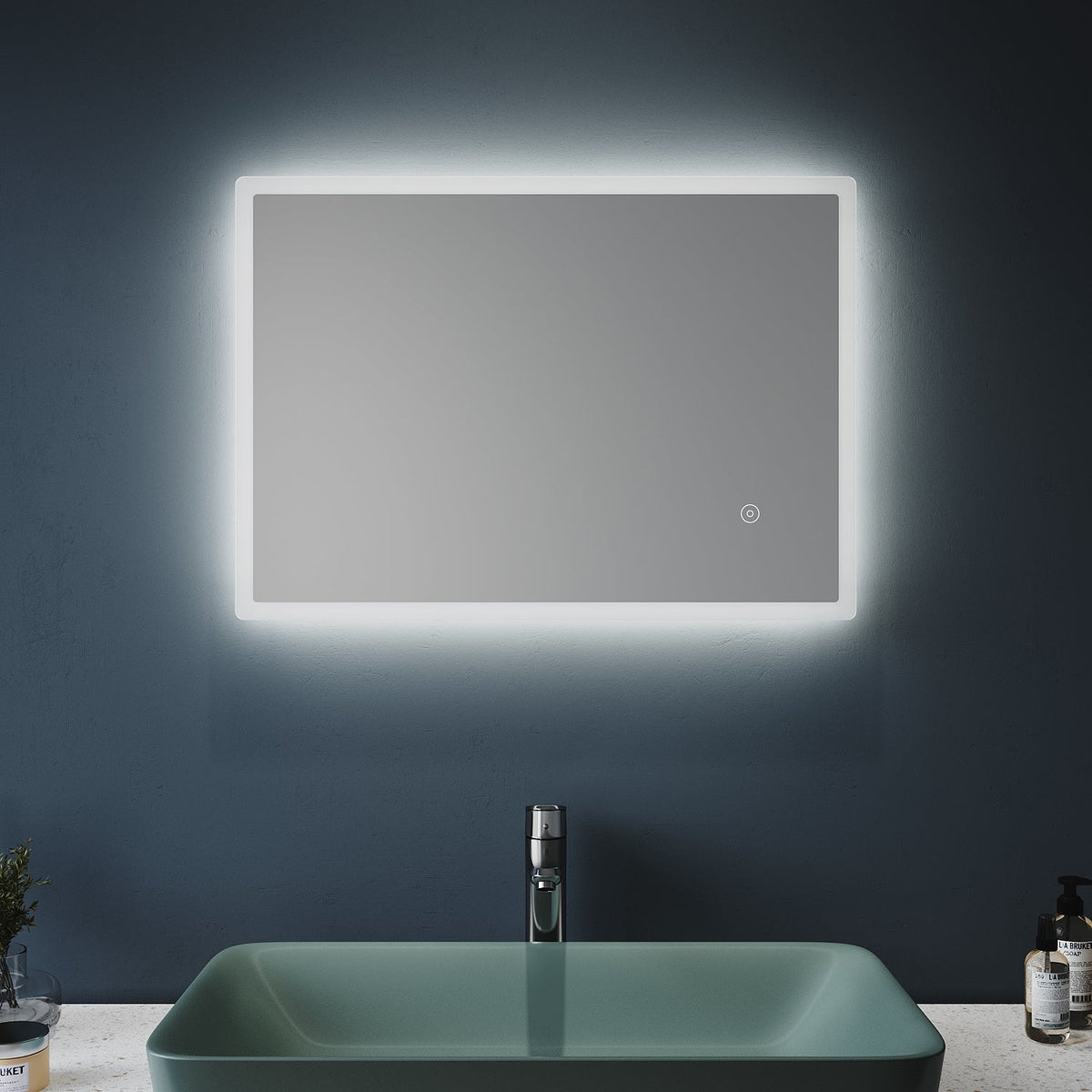 Зеркало для ванной комнаты с подсветкой 50x70см незапотевающее настенное зеркало зеркало для ванной комнаты с сенсорным выключателем холодный белый 6400K зеркало для ванной IP44 энергосберегающее