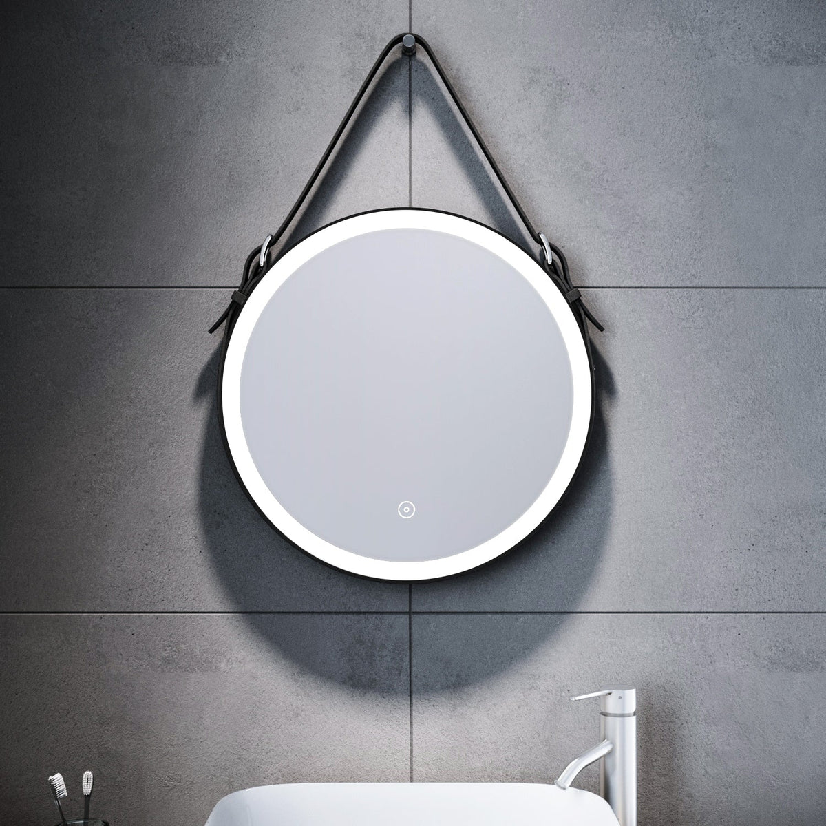 Светодиодное зеркало для ванной комнаты круглое с сенсорным экраном и подсветкой настенное зеркало зеркало для ванной комнаты 60см